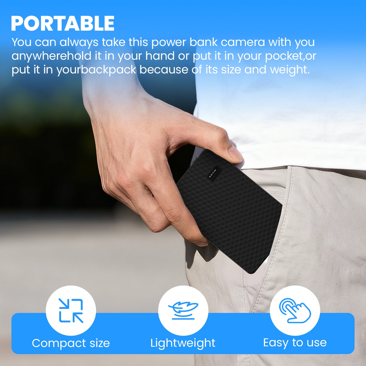 LTKUXS 1080P Cámara Espía WiFi Power Bank - Visualización Remota en Tiempo Real y Batería de 5,000mAh