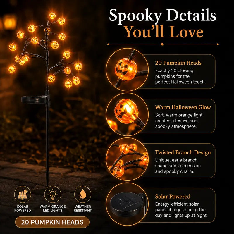 🎃 Solar Pumpkin Stake Lights – Halloween Outdoor Yard Decor