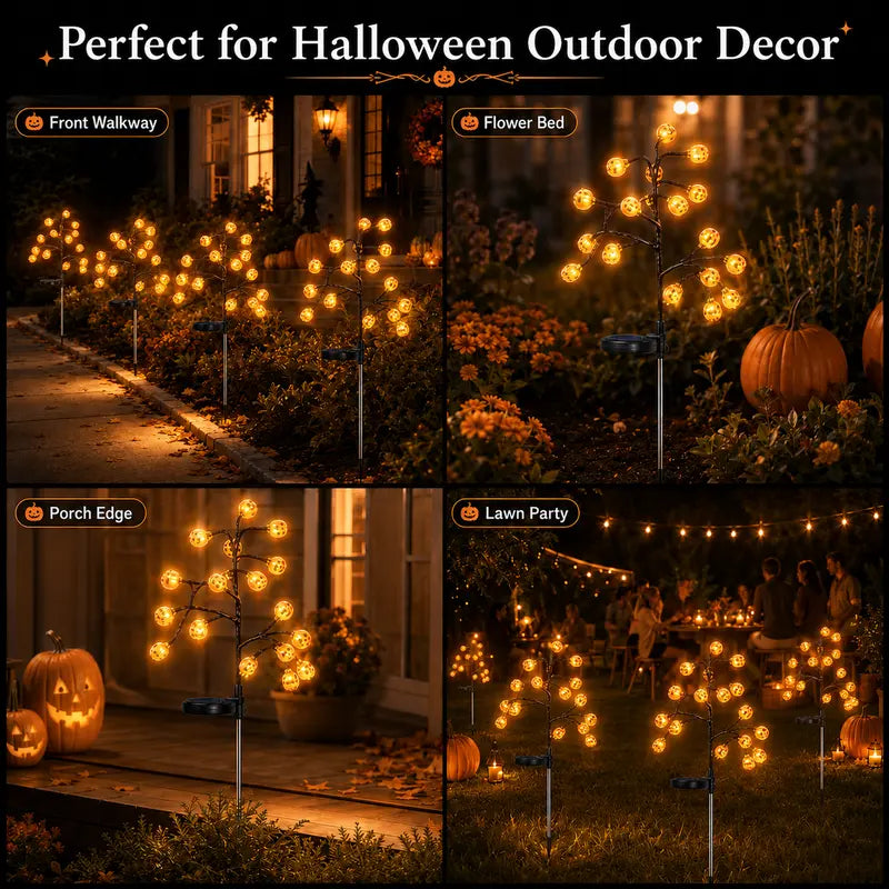 🎃 Solar Pumpkin Stake Lights – Halloween Outdoor Yard Decor