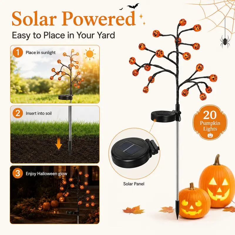 🎃 Solar Pumpkin Stake Lights – Halloween Outdoor Yard Decor