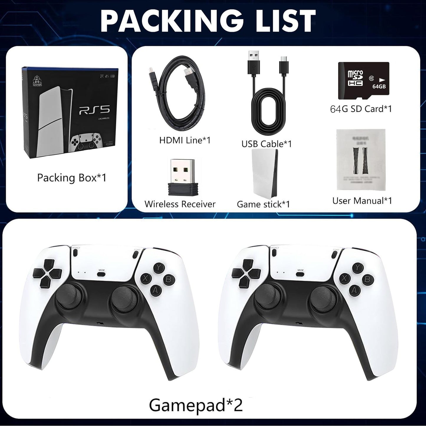 RS5 Handheld Game Console – 10,000+ Games Built-In
