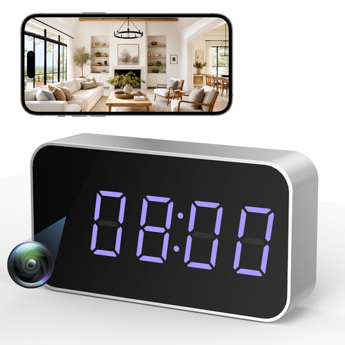 4K Smart Digital Clock Camera with Full-Color Night Vision, WiFi, Privacy Mode & Real-Time Home Monitoring