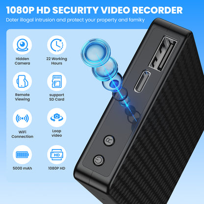 LTKUXS 1080P Cámara Espía WiFi Power Bank - Visualización Remota en Tiempo Real y Batería de 5,000mAh