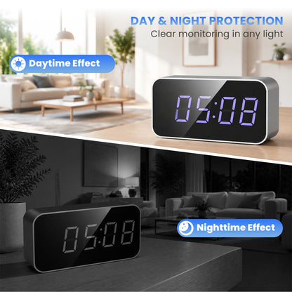 4K Smart Digital Clock Camera with Full-Color Night Vision, WiFi, Privacy Mode & Real-Time Home Monitoring