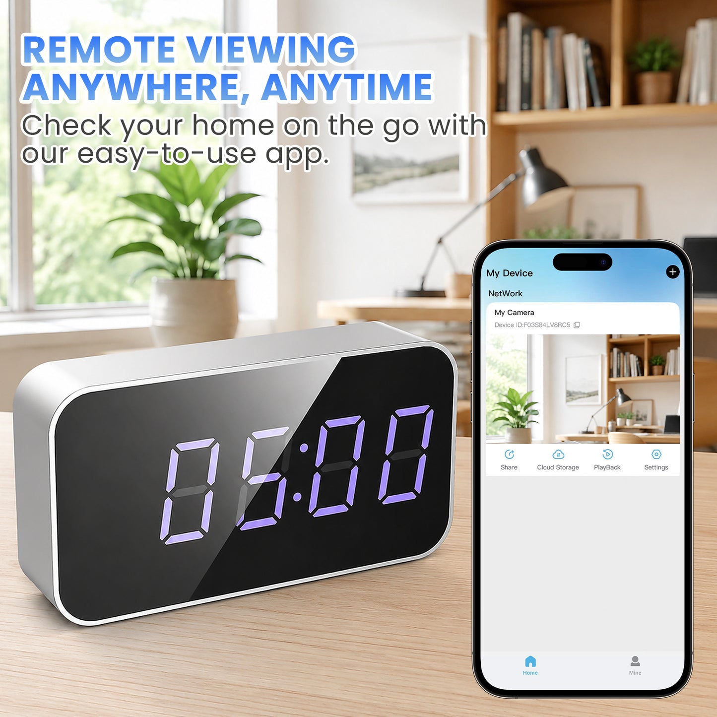 4K Smart Digital Clock Camera with Full-Color Night Vision, WiFi, Privacy Mode & Real-Time Home Monitoring
