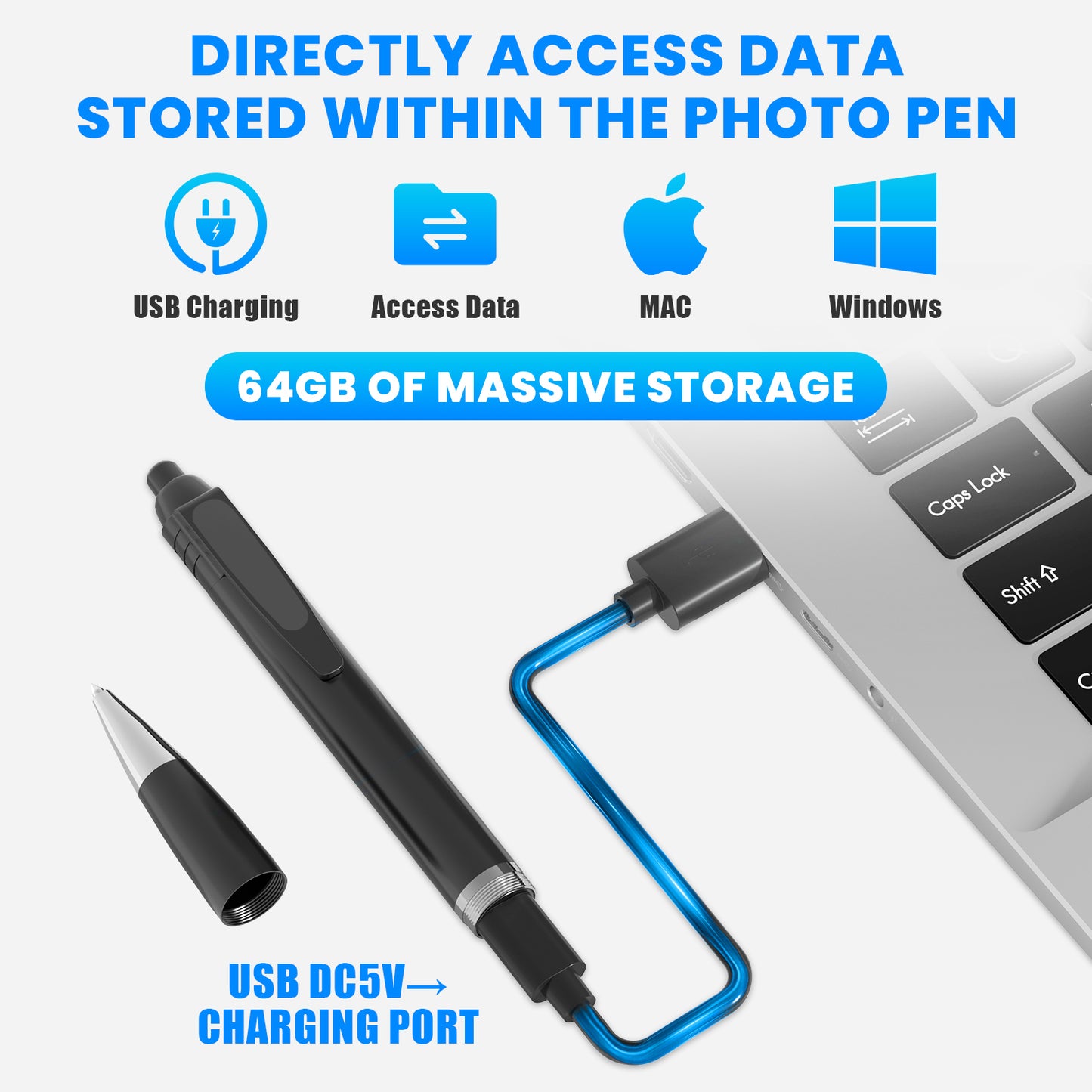 Cámara corporal tipo bolígrafo HD 1080P de 64 GB H2 – Bolígrafo espía oculto portátil | LTKUXS
