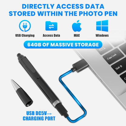 Cámara corporal tipo bolígrafo HD 1080P de 64 GB H2 – Bolígrafo espía oculto portátil | LTKUXS