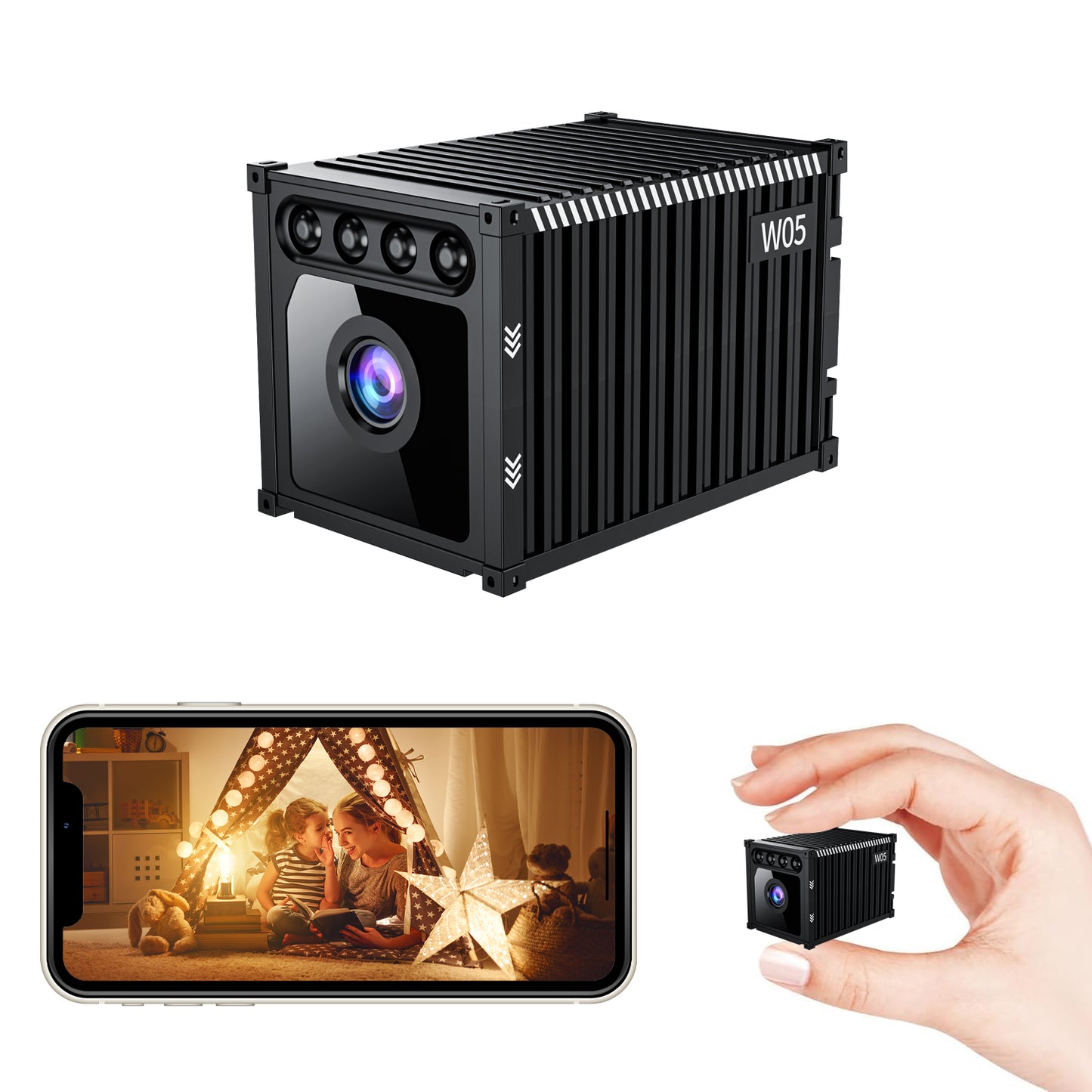 Cámara de seguridad inalámbrica W05 1080P | Visión nocturna exterior e interior 360° | LTKUXS