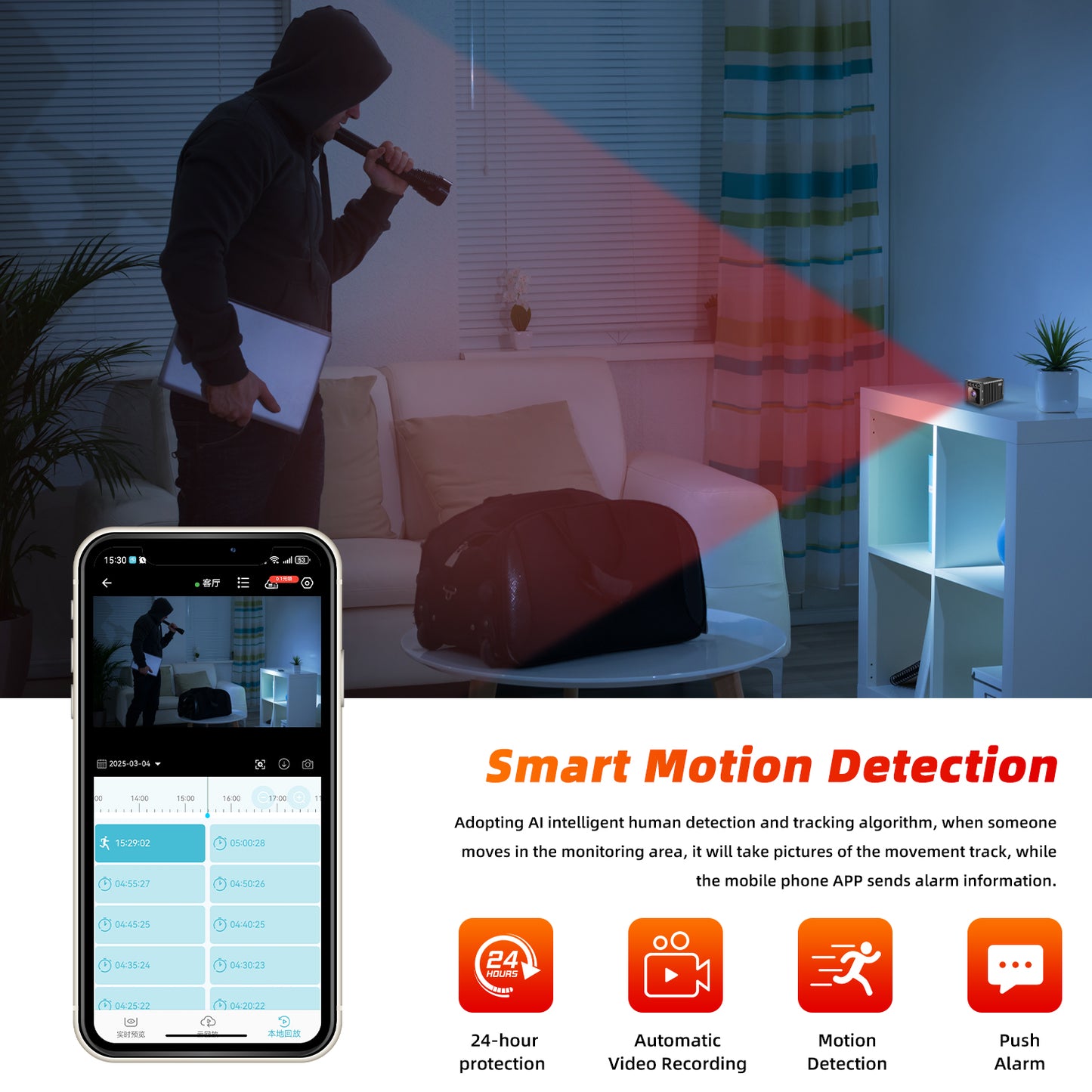 Cámara de seguridad inalámbrica W05 1080P | Visión nocturna exterior e interior 360° | LTKUXS