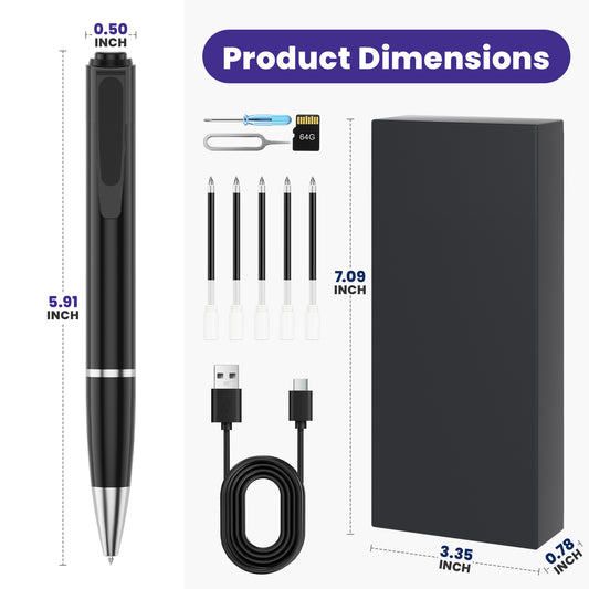 Bolígrafo con cámara corporal de 64G 1080P HD H5 - Bolígrafo espía oculto portátil